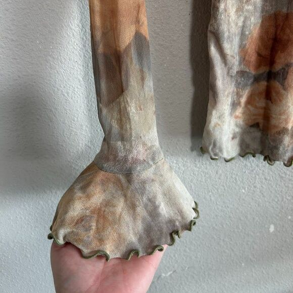 VTG Y2K Therapy Mesh V-Neck Top S Floral Roses Fairycore Whimsy Stretch - Picture 5 of 6